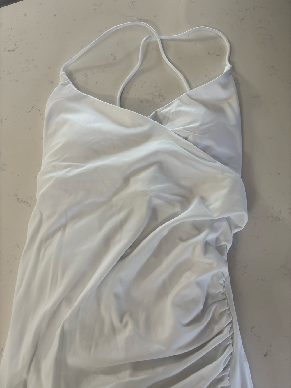 HALARA White Lace-Up Spaghetti Strap Dress